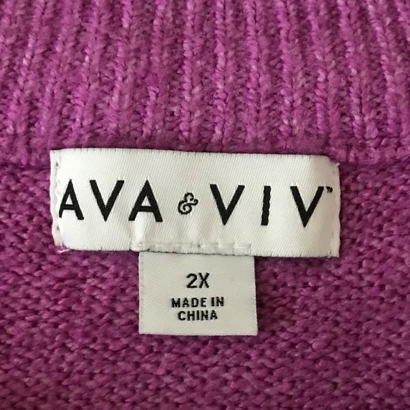 AVA & VIV Crew Neck Sweater Long Sleeve Purple Pink Women’s Plus Size 2X - Picture 5 of 13